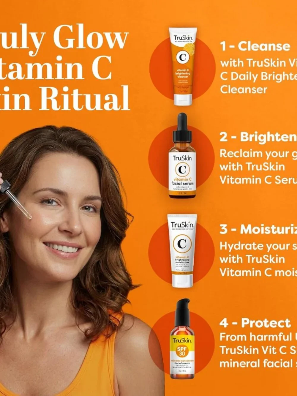 TruSkin Brightening Vitamin C Serum for Face with Hyaluronic Acid, 1 fl oz